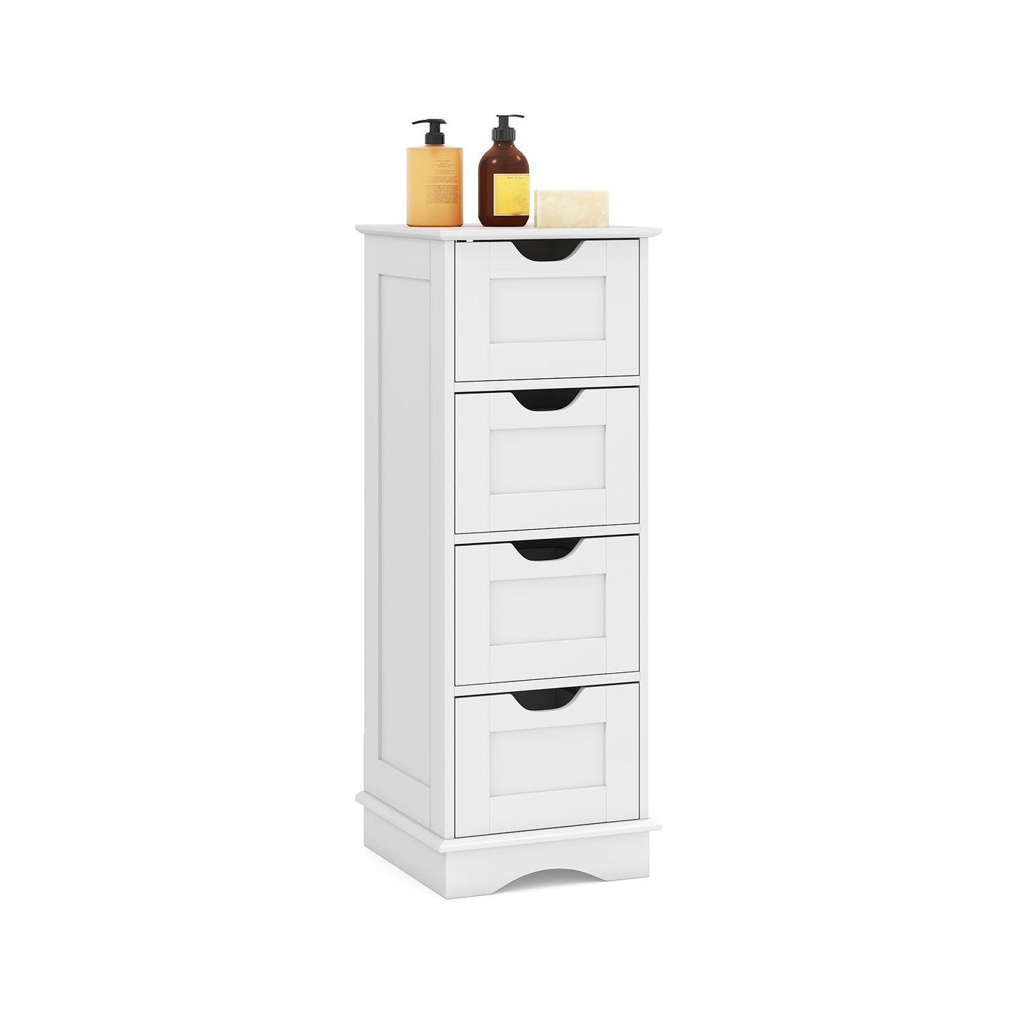 4-Drawer Bathroom Cabinet Narrow Floor Standing Cabinet-White