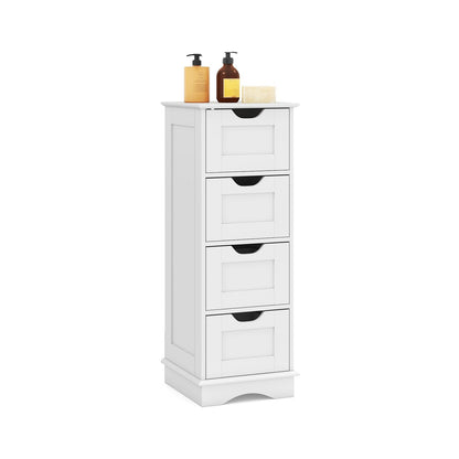 4-Drawer Bathroom Cabinet Narrow Floor Standing Cabinet-White