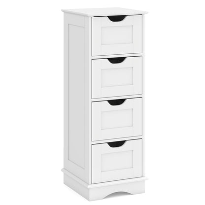 4-Drawer Bathroom Cabinet Narrow Floor Standing Cabinet-White