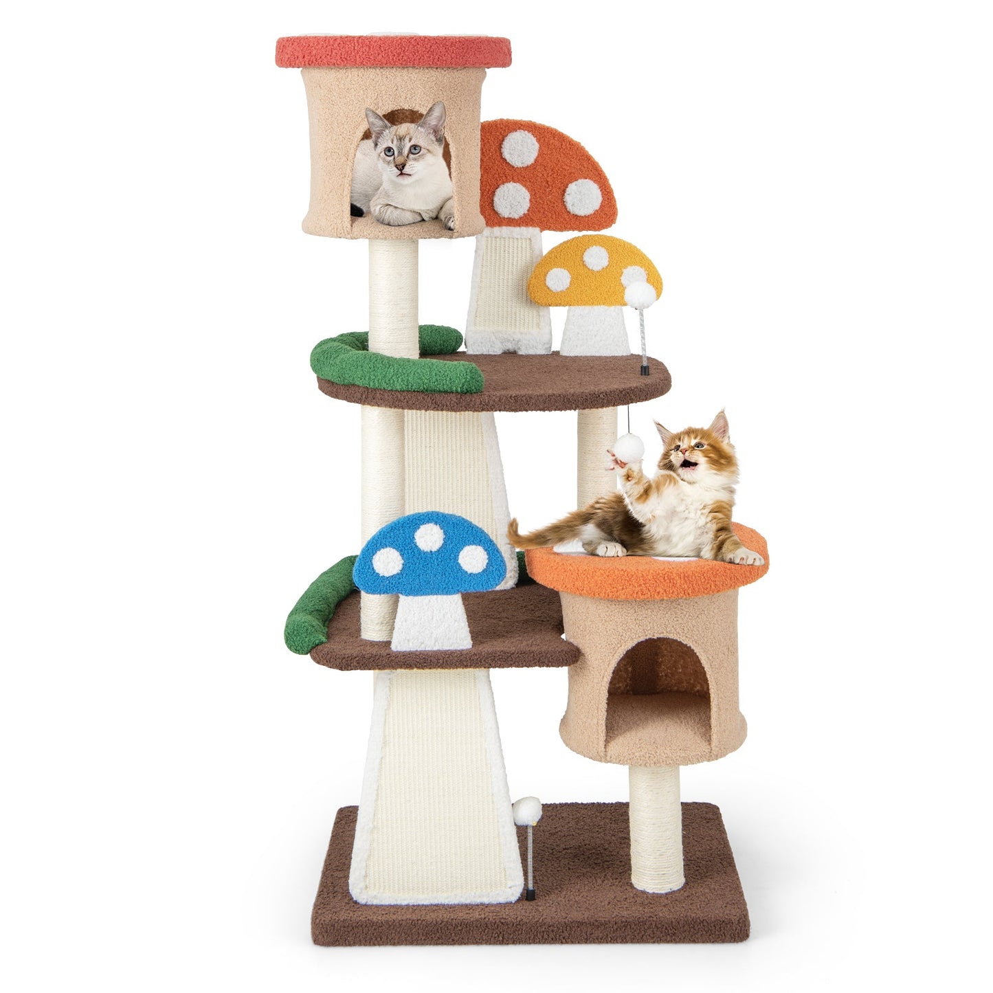 4-In-1 Cat Tree Multi-Layer Cat Tower with 2 Condos and Platforms-Multicolor
