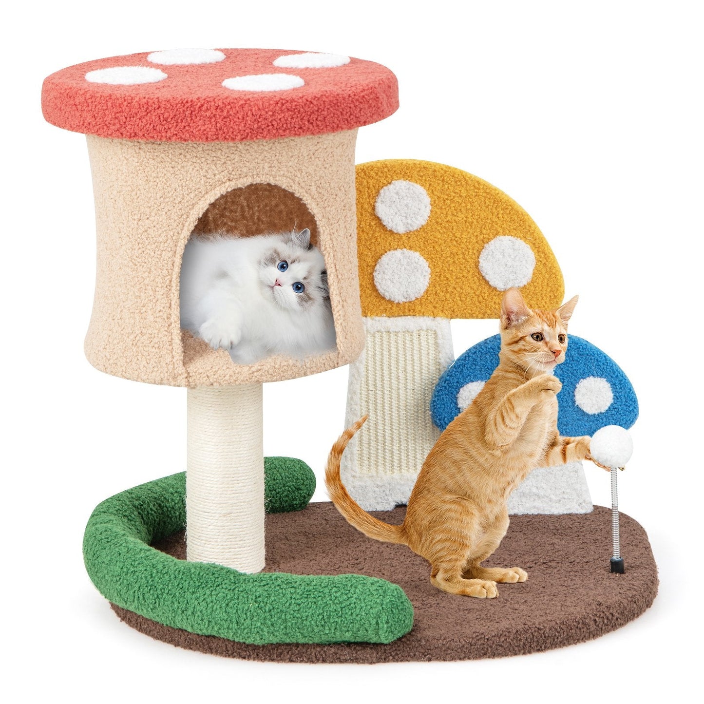 4-In-1 Cat Tree with Condo and Platform with Full-Wrapped Sisal Post-Multicolor