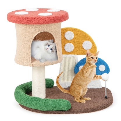 4-In-1 Cat Tree with Condo and Platform with Full-Wrapped Sisal Post-Multicolor