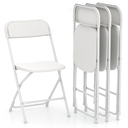 4 Pack Metal Folding Chairs with Plastic Seat and Back-White