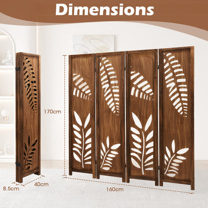4/6 Panel 170cm Folding Room Divider with Double Action Metal Hinges-4-Panel