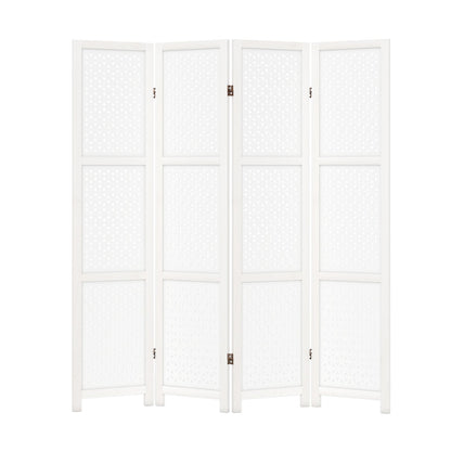 4-Panel Folding Room Divider 170cm Tall Carved Privacy Screen-4-Panel