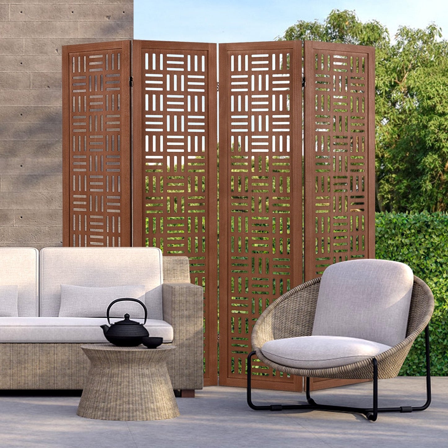 4/6 Panel Room Divider with Double Action Metal Hinges-4-Panel