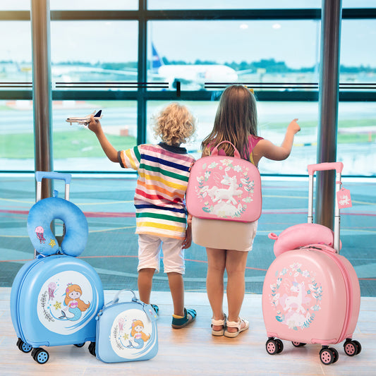 4-Piece Kid’s Luggage Set Kids Journey Suitcase Set-Blue