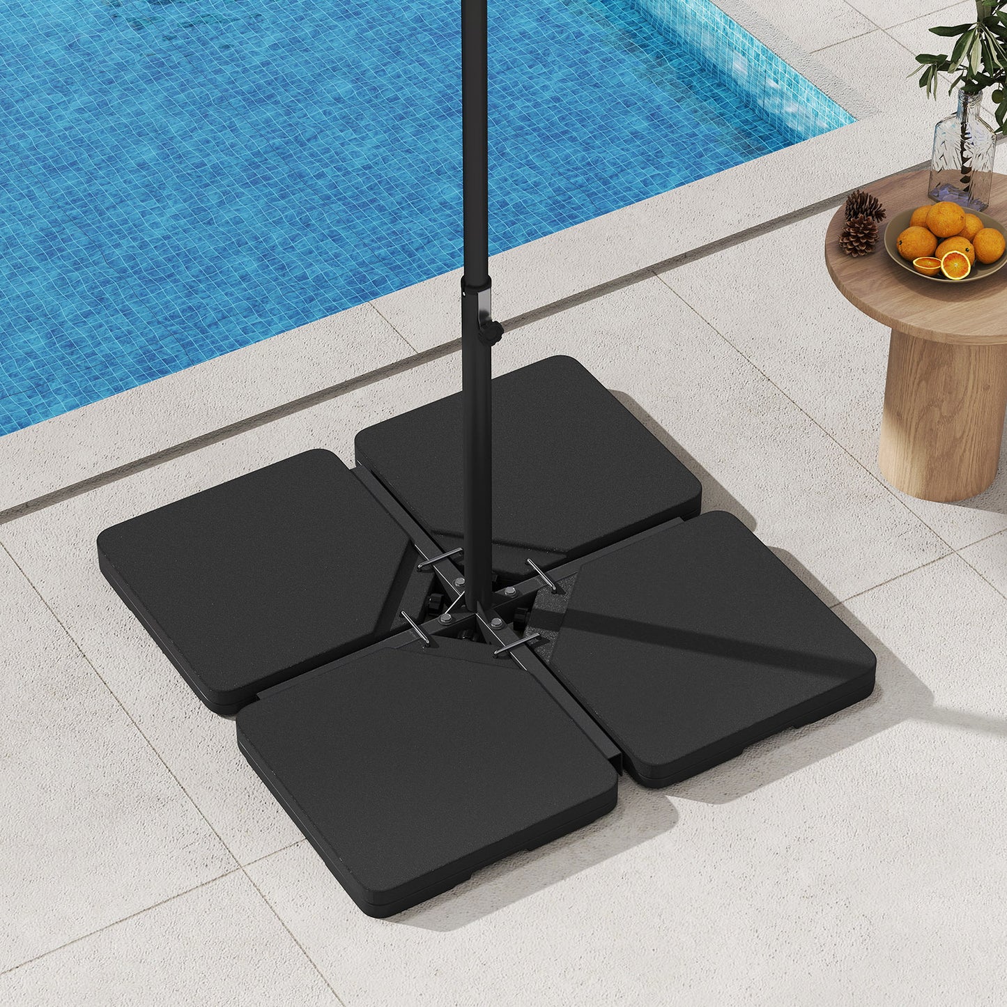 4 Pieces Offset Patio Umbrella Base with 4 Interlocking Pins and Easy-fill Spouts