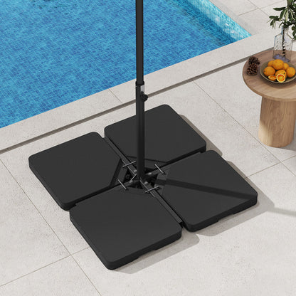 4 Pieces Offset Patio Umbrella Base with 4 Interlocking Pins and Easy-fill Spouts