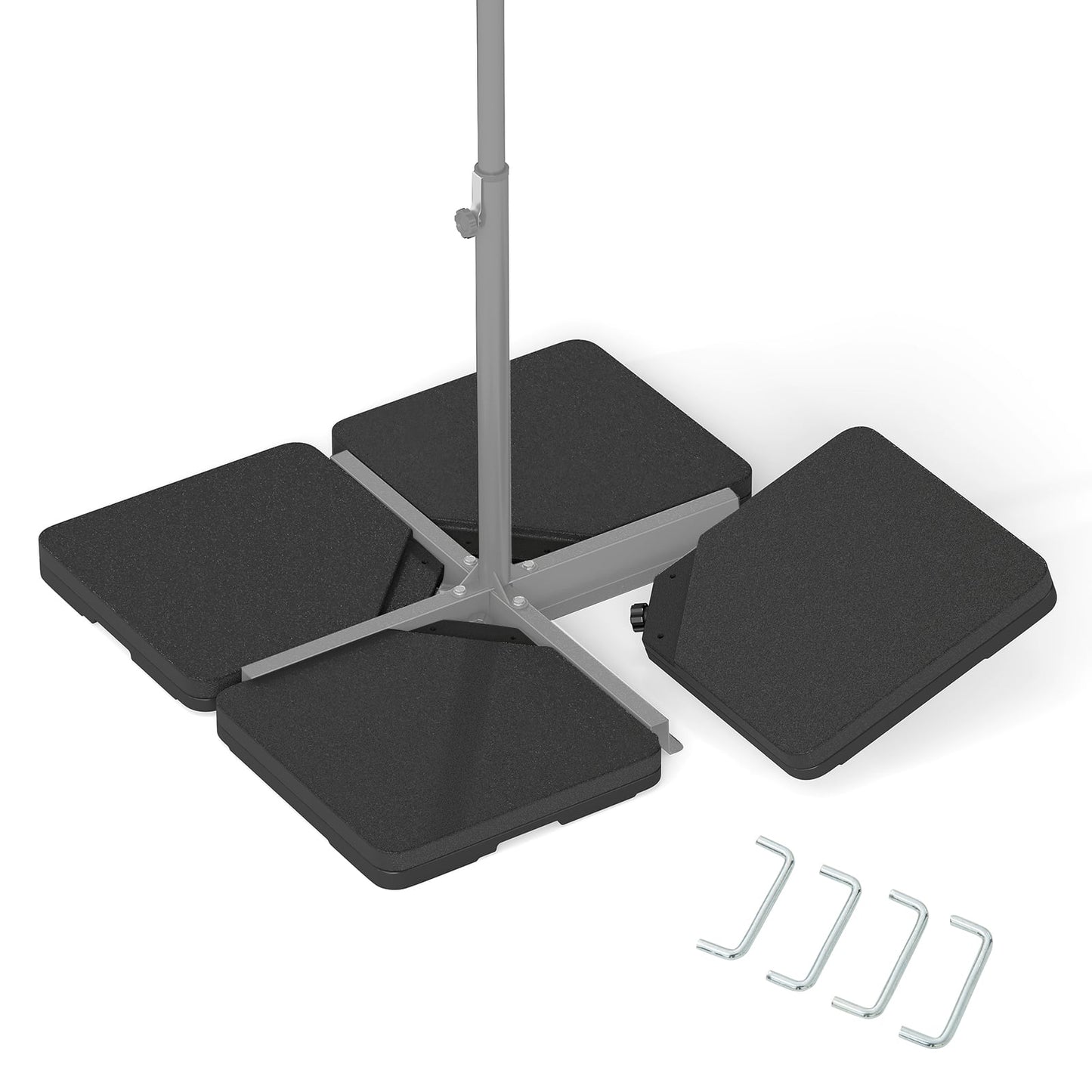 4 Pieces Offset Patio Umbrella Base with 4 Interlocking Pins and Easy-fill Spouts