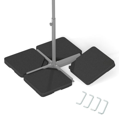 4 Pieces Offset Patio Umbrella Base with 4 Interlocking Pins and Easy-fill Spouts