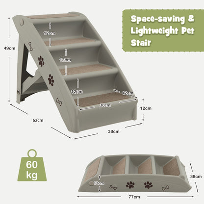 4-Step Pet Stairs with Non-slip Foot Pads-Grey
