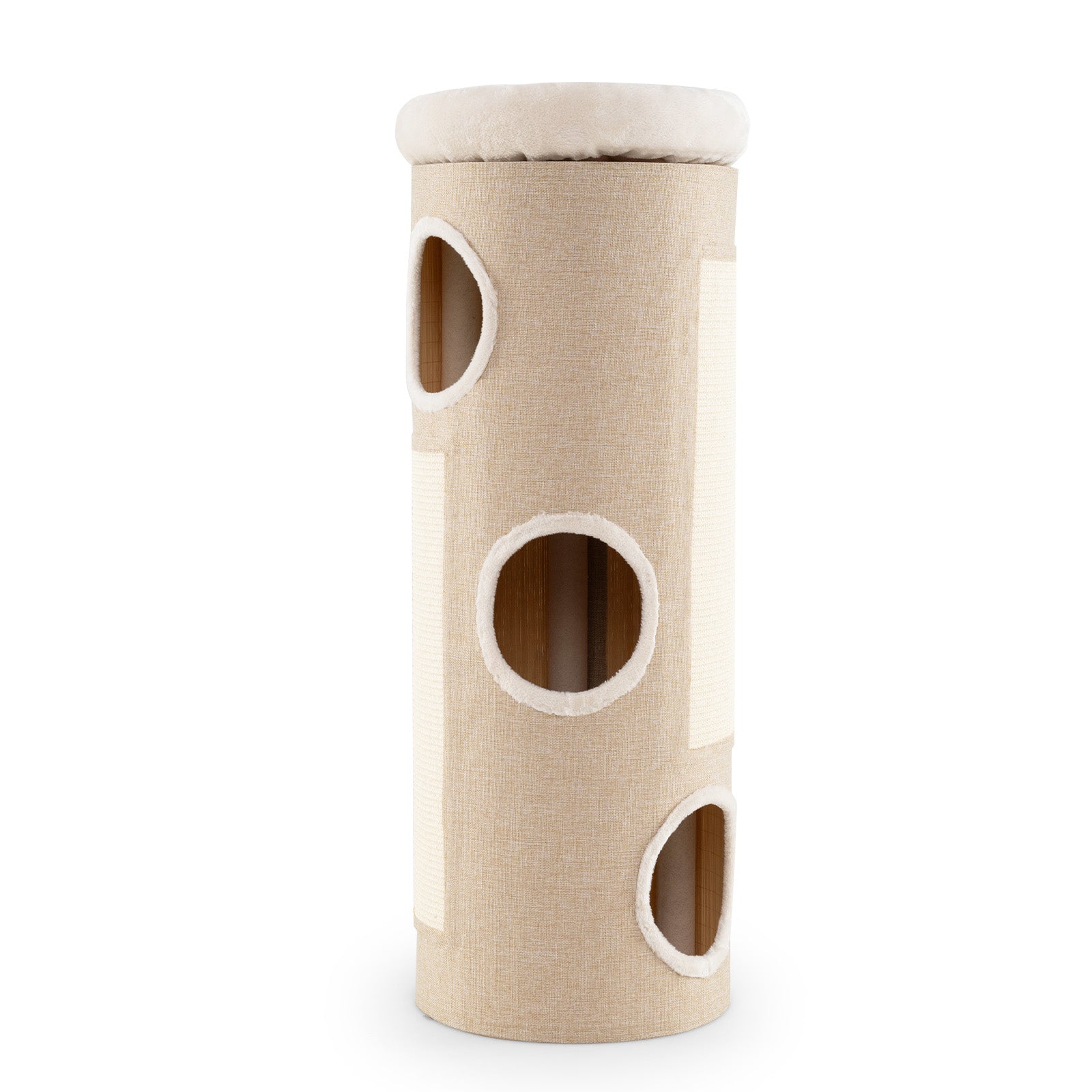 4-Story Cat House for Multiple Cats Elevated Cat Cave Bed-Beige