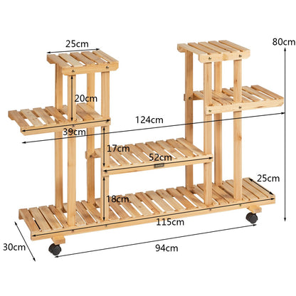 4-Tier Flower Plant Stand Shelf with 8 Shelves-Natural