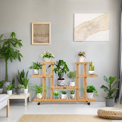 4-Tier Flower Plant Stand Shelf with 8 Shelves-Natural