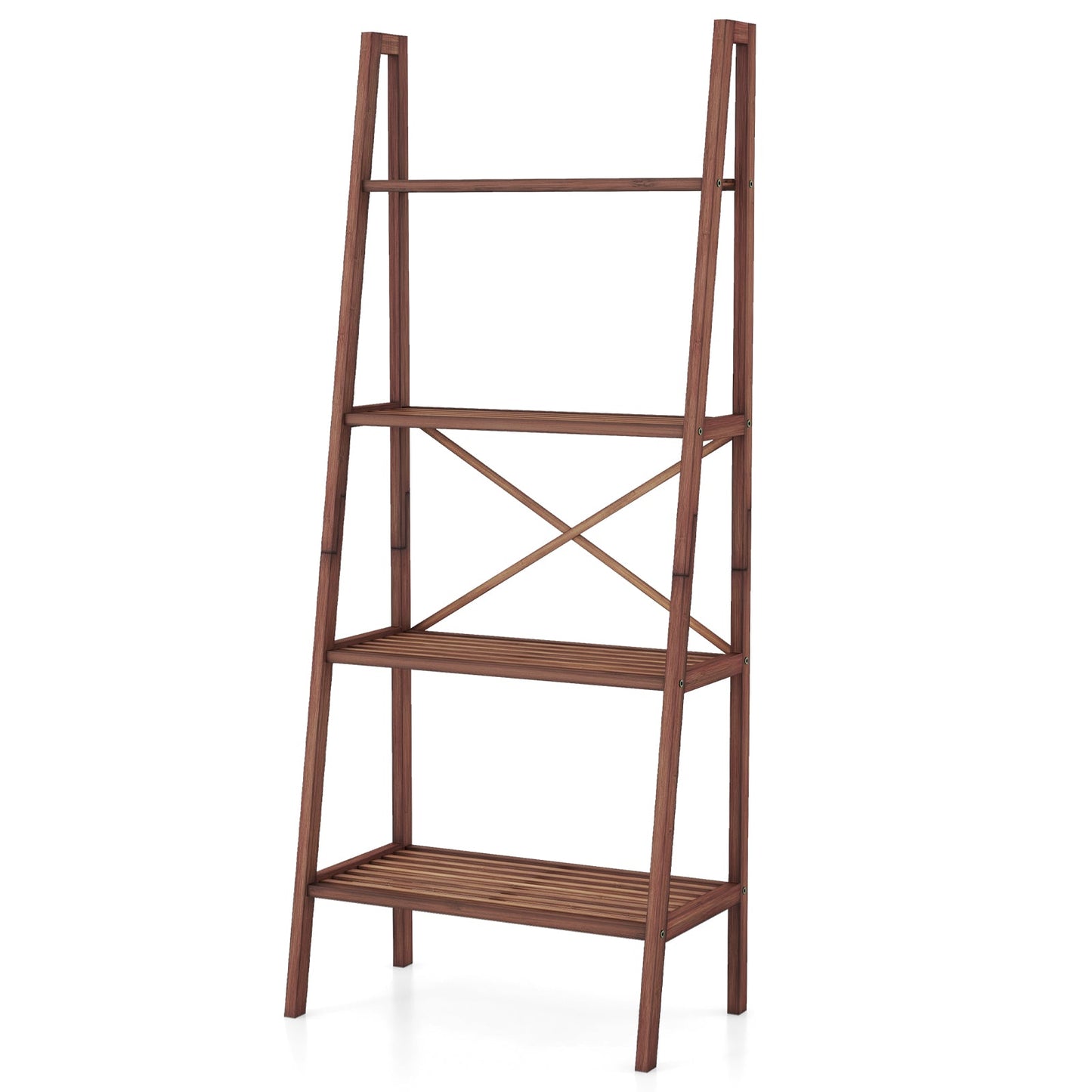 4-Tier Freestanding Bookcase with Anti-Toppling Device for Living Room-Brown