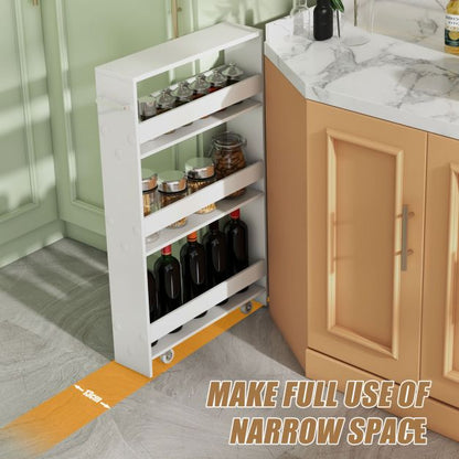 4-Tier Slim Storage Cart with Open Shelves-White