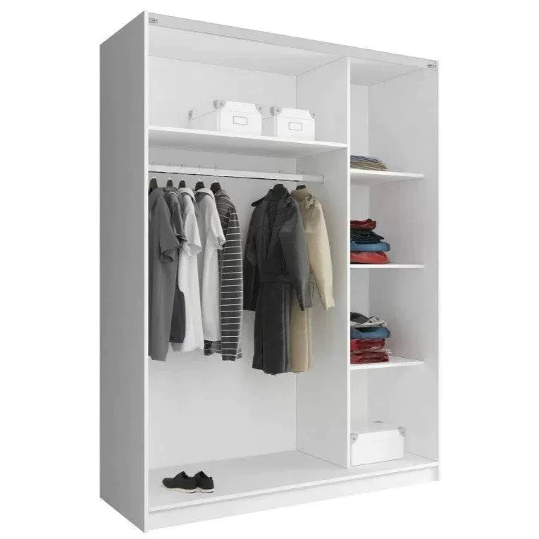 Merlin-II Mirrored 2-Door Sliding Wardrobe - White or Sonoma Oak