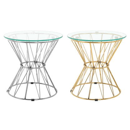 Round End Table Coffee Table Gold/Silver Based Side Table