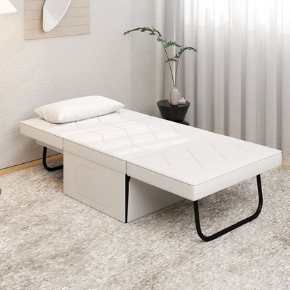 4-in-1 Foldable Sofa Bed Ottoman Convertible Sleeper Sofa Chair-White