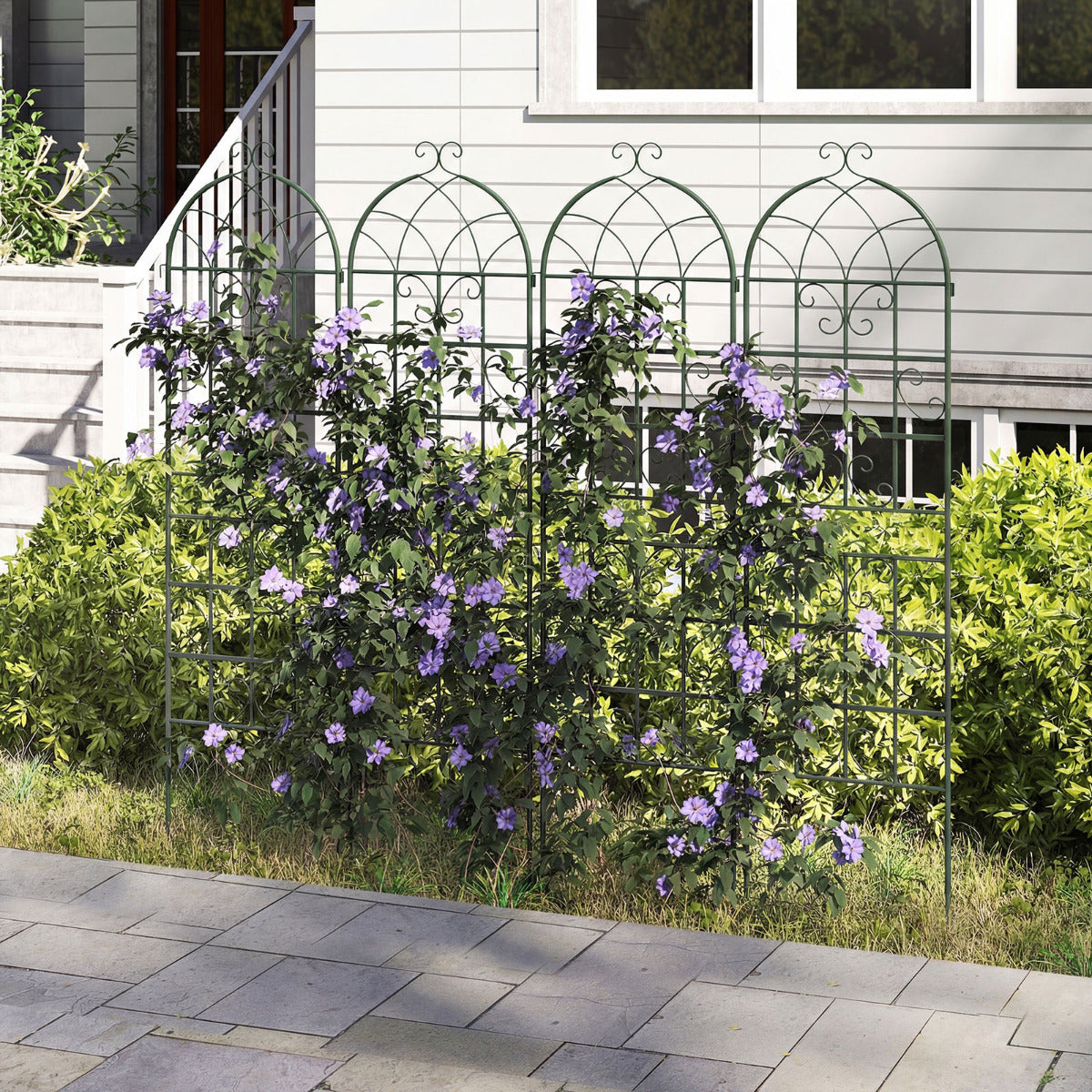 4 Pack 180 cm x 50 cm Metal Garden Trellis Decorative for Climbing Plants-Green