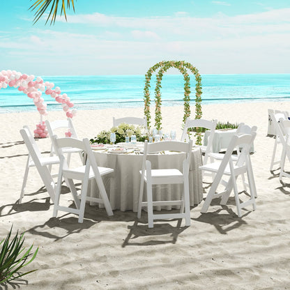 8 Pack All-Weather Folding Dining Chair Set with Padded Seat and Back -White