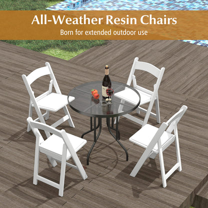 8 Pack All-Weather Folding Dining Chair Set with Padded Seat and Back -White