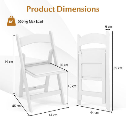 8 Pack All-Weather Folding Dining Chair Set with Padded Seat and Back -White