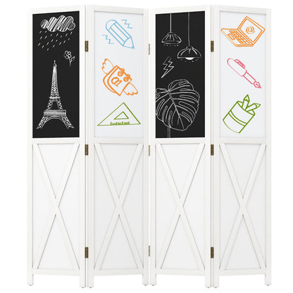 4-Panel Room Divider 170 cm Tall Folding Privacy Screens-White