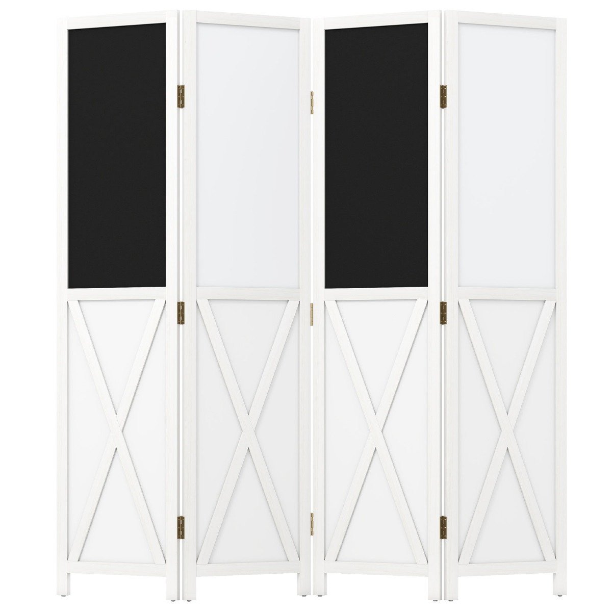 4-Panel Room Divider 170 cm Tall Folding Privacy Screens-White