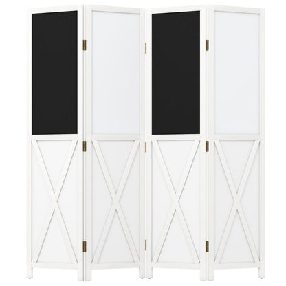4-Panel Room Divider 170 cm Tall Folding Privacy Screens-White