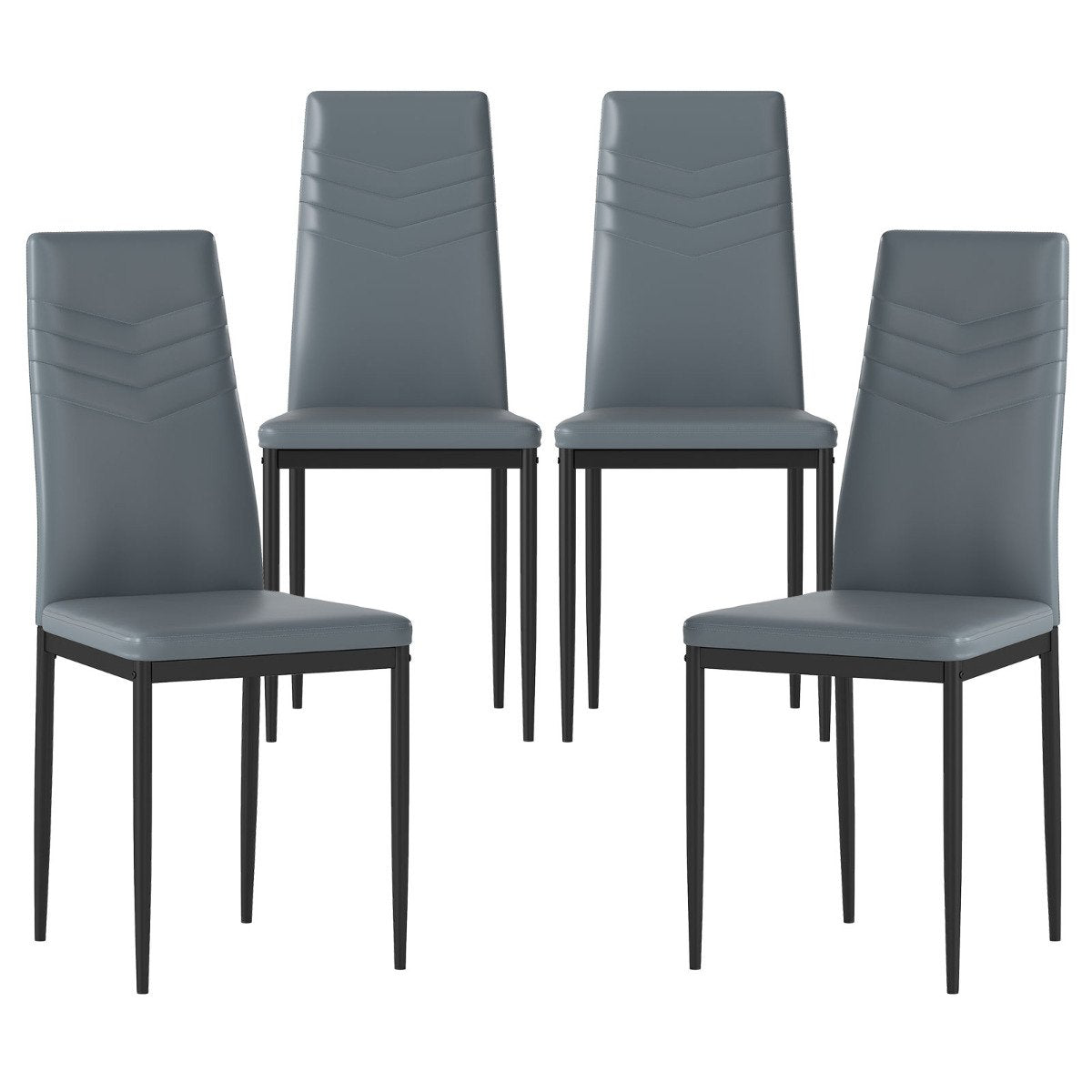 4 PCS Armless Side Chairs with Upholstered Cushion and Sturdy Metal Frame-Grey