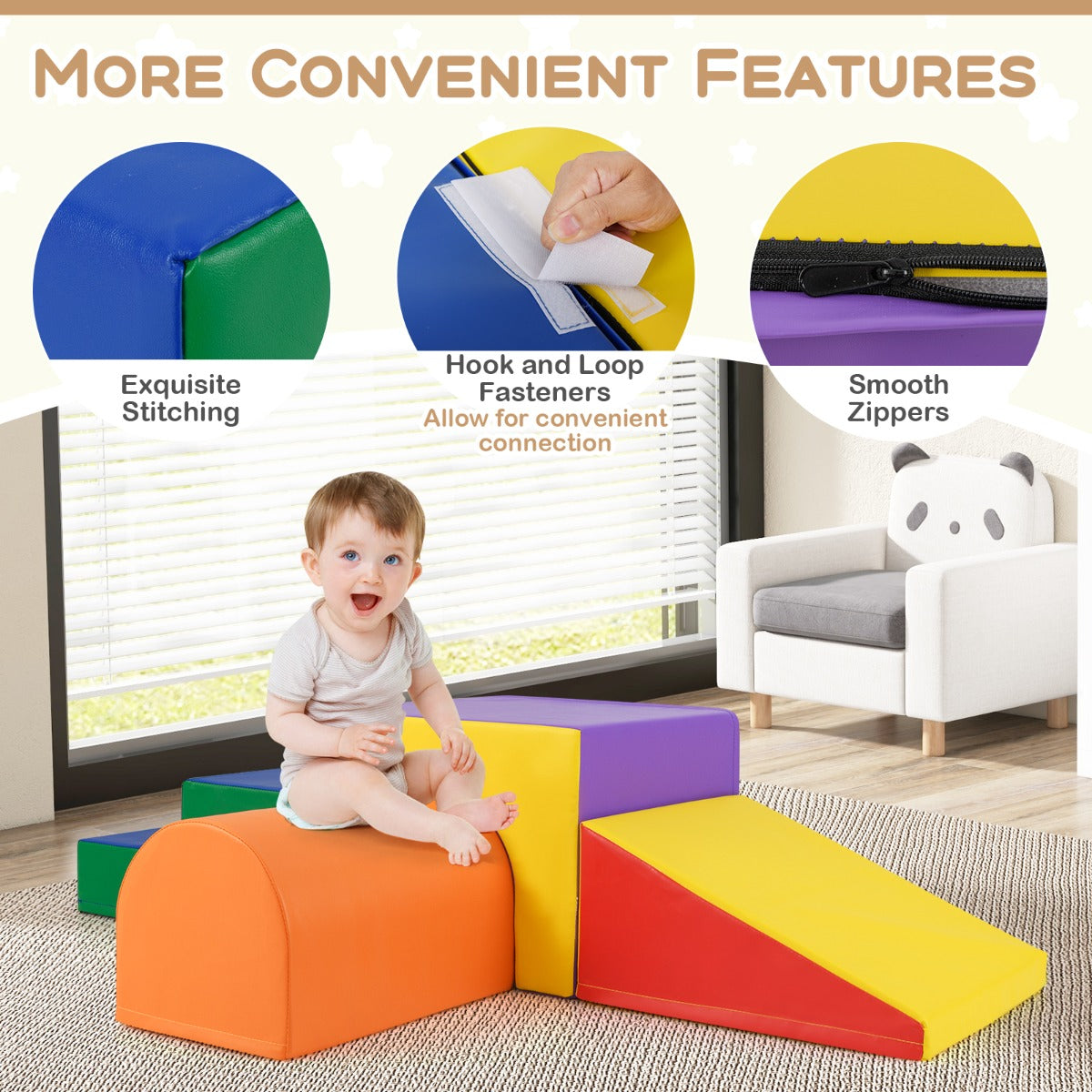 4-Piece Climb and Crawl Foam Block Play Set for Infant Baby-Multicolour