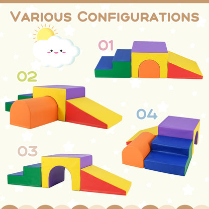 4-Piece Climb and Crawl Foam Block Play Set for Infant Baby-Multicolour