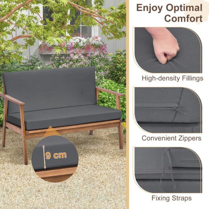 4 Piece Outdoor Conversation Set with Soft Seat and Back Cushions-Grey