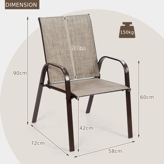 4 Piece Patio Outdoor Camping Chairs Set with Breathable Fabric, image 2
