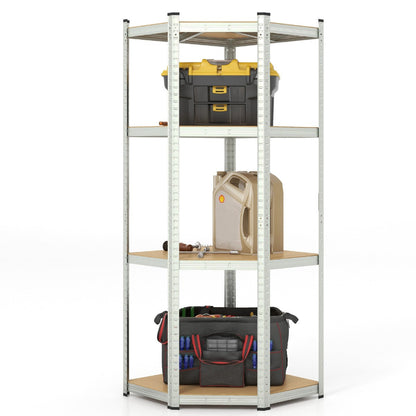 4-Tier Corner Shelving Unit 720KG Heavy Duty for Warehouse Pantry Shed and Kitchen-Silver