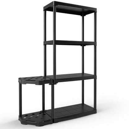 4-Tier Garage Shelving with Tool Organizer and Stable Bottom Base
