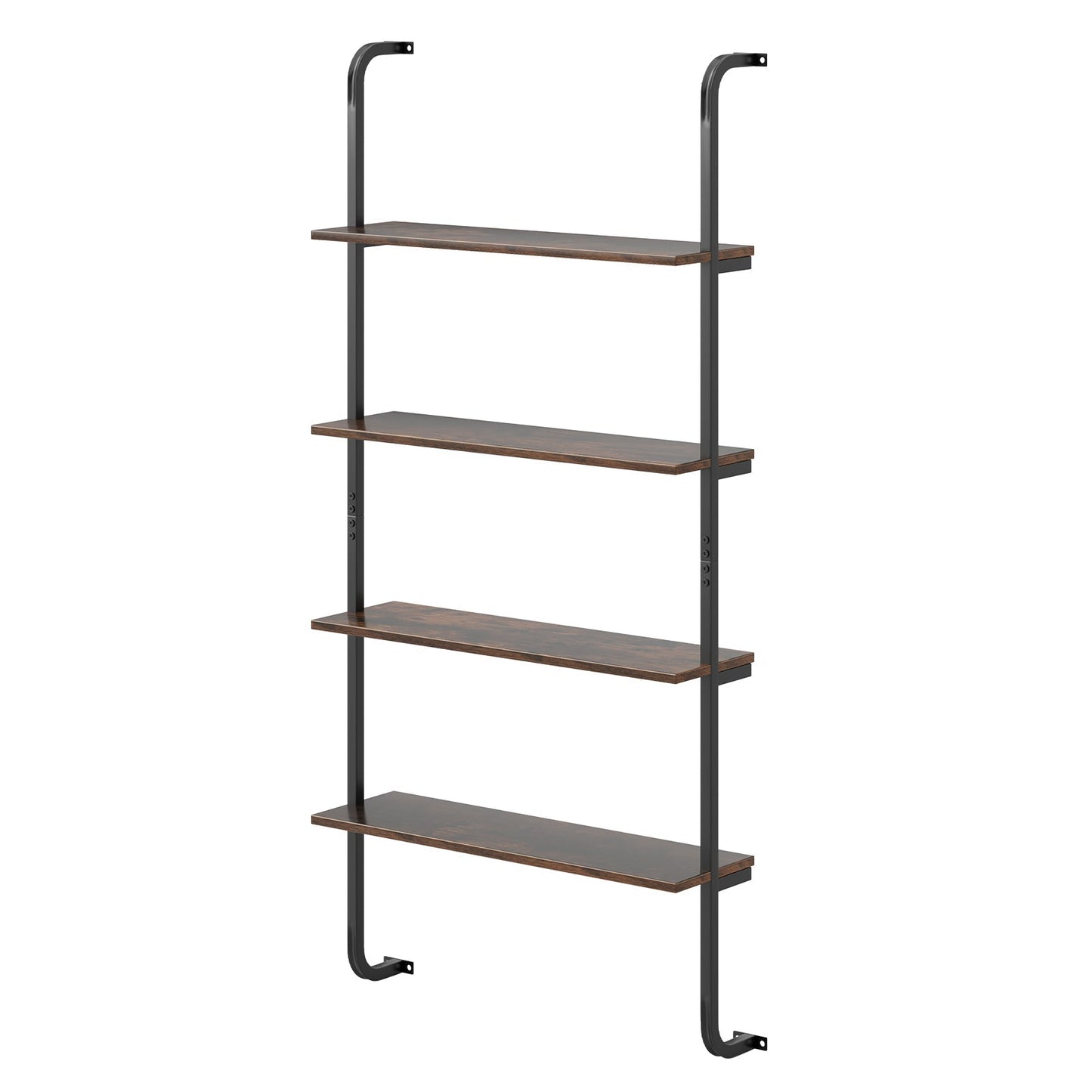 4-Tier Industrial Pipe Shelving with Metal Frame for Living Room Kitchen-Rustic Brown