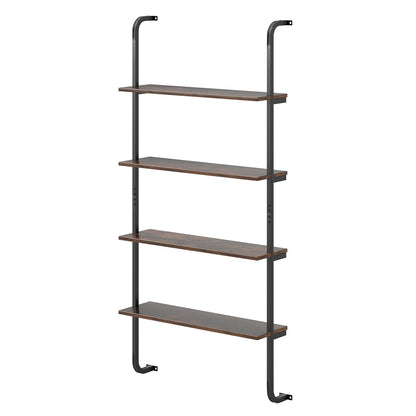 4-Tier Industrial Pipe Shelving with Metal Frame for Living Room Kitchen-Rustic Brown