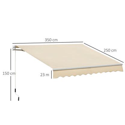 Outsunny 3.5M x 2.5M Manual Awning Canopy Retractable Sun Shade Shelter for Garden Patio