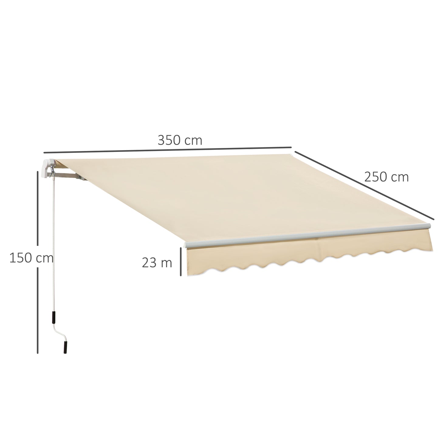 Outsunny 3,5M x 2,5M Markiza ręczna zwijana, osłona przeciwsłoneczna do ogrodu i na patio