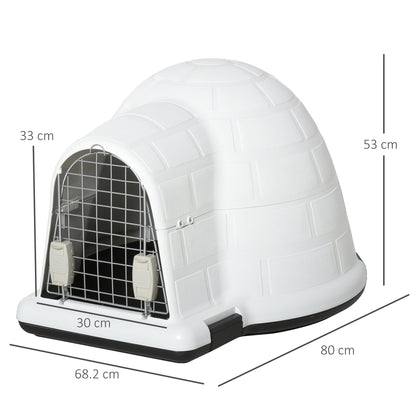 PawHut Plastic Igloo Dog House Puppy Kennel Pet Shelter w/ Windows for Small Sized Dogs