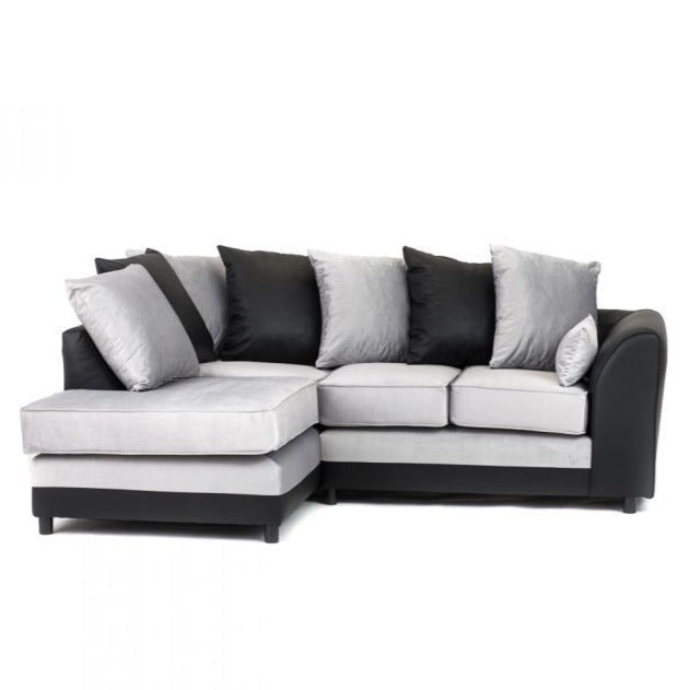 Dylan Velvet Corner Sofa - Dual Toned-Dark Grey