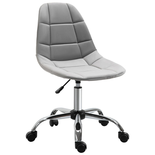 Vinsetto Ergonomic Office Chair with Adjustable  Height and Wheels Velvet Executive Chair Armless for Home Study Bedroom Grey