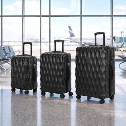 HOMCOM 3-Piece Suitcase Set, Hard Shell Carry On & Checked Luggage Set with TSA Lock, 20/24/28 Inch, Black