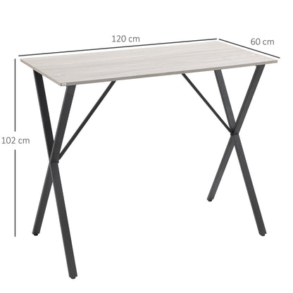 HOMCOM 120 cm Rectangular Bar Table for 4 People, Modern Breakfast Bar Table with Wood Effect Tabletop, Steel Legs, Coffee Desk for Living Room, White