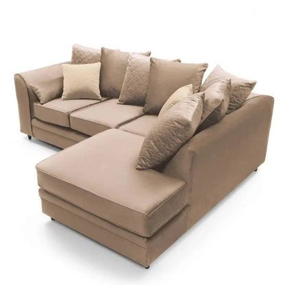 Bethan Velvet Corner Sofa - Right Arm Tan Brown