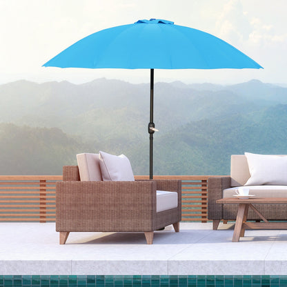 Outsunny Garden Umbrella Ф255cm Table Parasol with Push Button Tilt Crank and Ribs for Garden Lawn Backyard Pool Blue