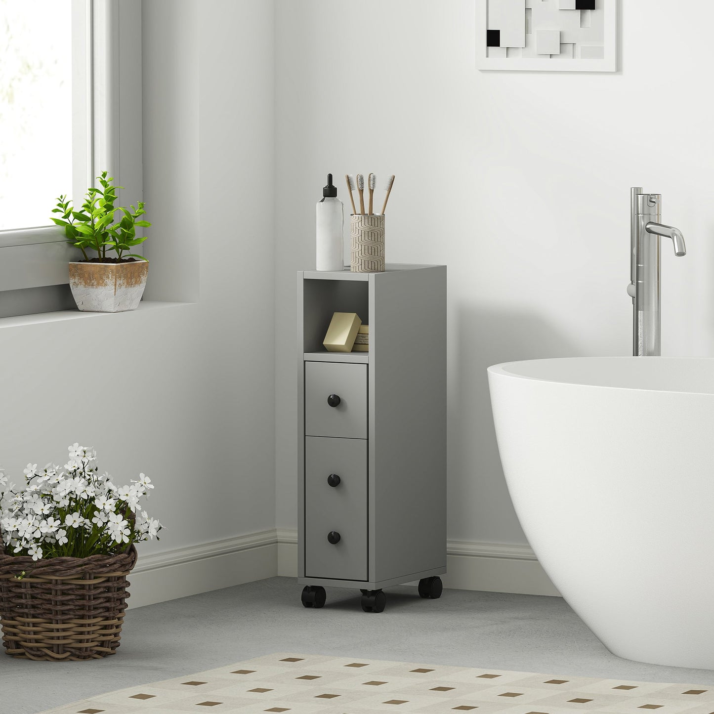 Szafka łazienkowa Kleankin Slimline – szara